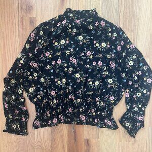 crave fame black floral blouse - size XL